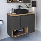 Gabinete De Banheiro Suspenso 80cm Cecília Com 03 Portas E 01