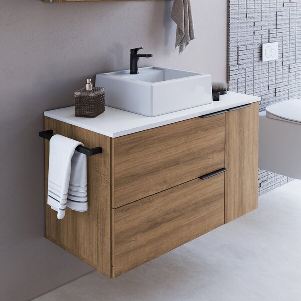 Gabinete De Banheiro Suspenso 80cm Com 1 Toalheiro 2 Portas E