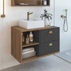 Gabinete De Banheiro Suspenso 80cm Com 2 Gavetas E Cuba Helen