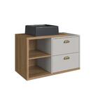 Gabinete De Banheiro Suspenso 80cm Helena Com 02 Gavetas Mel/