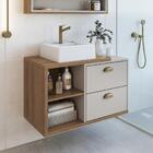 Gabinete De Banheiro Suspenso 80cm Helena Com 02 Gavetas Mel/