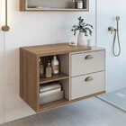 Gabinete De Banheiro Suspenso 80cm Helena Com 2 Gavetas Sem C