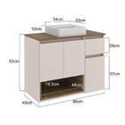 Gabinete De Banheiro Suspenso 80x40x62cm Aurora Com Cuba Mel