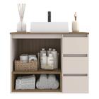 Gabinete De Banheiro Suspenso 80x62cm Vitória Com Cuba Mel Ar