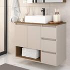 Gabinete De Banheiro Suspenso 80x62cm Vitória Com Cuba Mel Ar