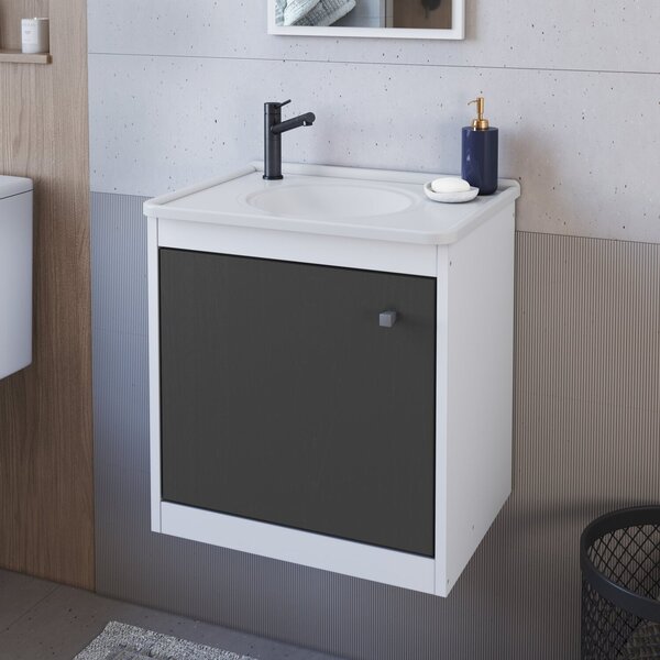 Gabinete De Banheiro Suspenso Arizona 44cm Com Pia Embutida Y