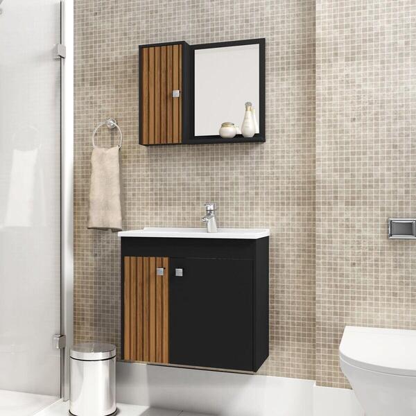 Gabinete De Banheiro Suspenso Com Cuba E Espelheira Multimóve