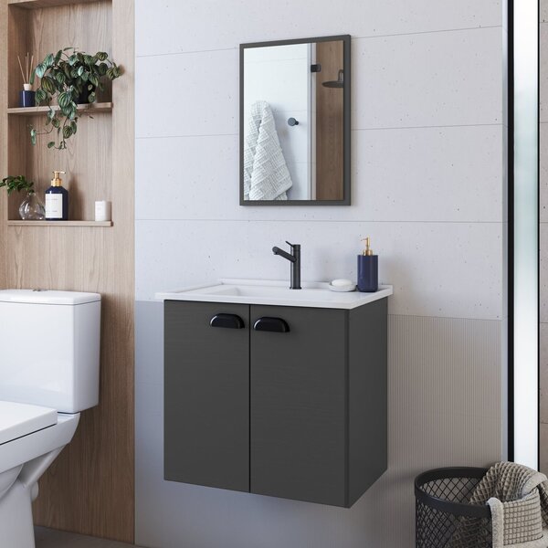 Gabinete De Banheiro Suspenso Com Espelheira Dallas Com 2 Por