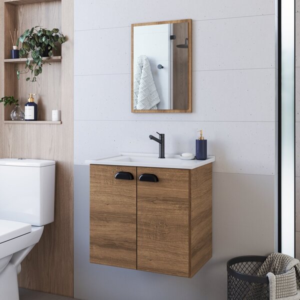 Gabinete De Banheiro Suspenso Com Espelheira Dallas Com 2 Por