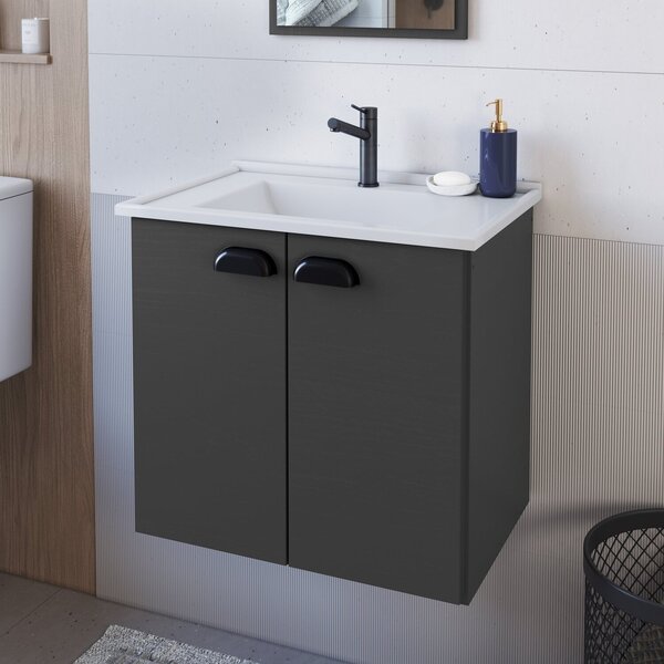 Gabinete De Banheiro Suspenso Dallas Com 2 Portas E Pia Embut