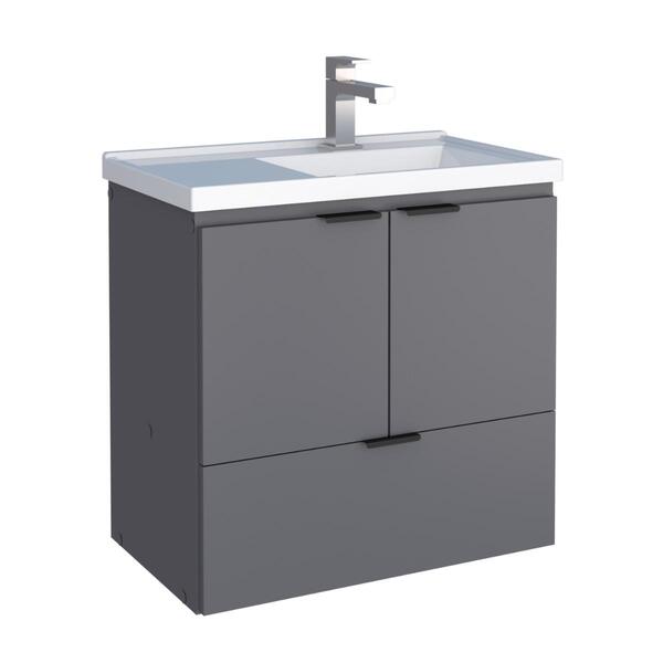 Gabinete De Banheiro Suspenso Sem Cuba Braila Cinza