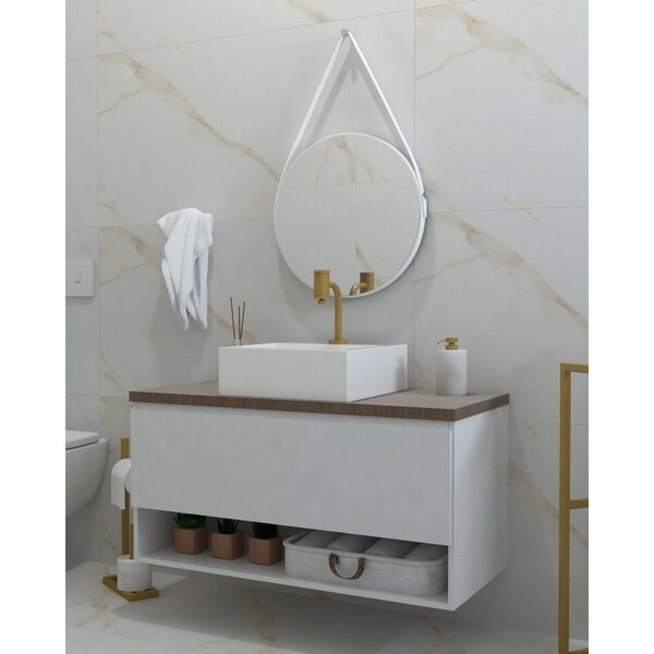 Gabinete De Banheiro Sydney 100cm  Branco/jequitibá