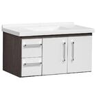 Gabinete De Banheiro Terezina 80cm Cor:nero-branco