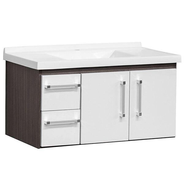 Gabinete De Banheiro Terezina 80cm Cor:nero-branco