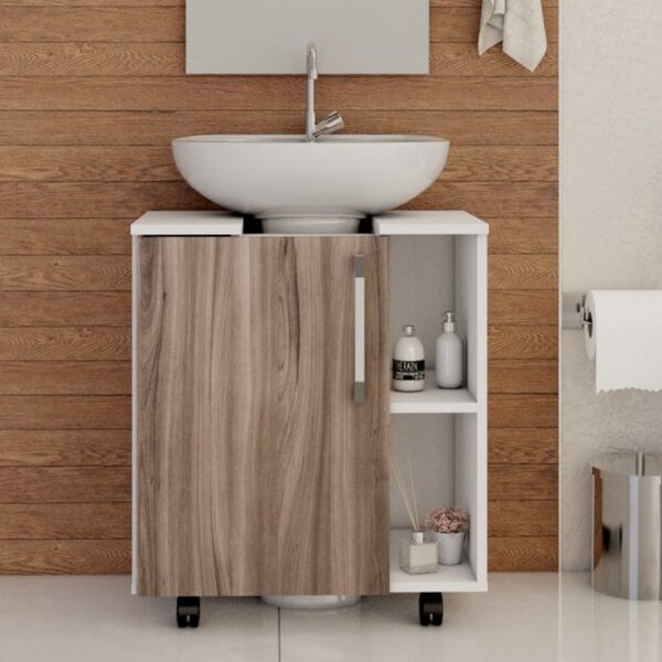 Gabinete De Coluna 1 Porta Sara Yescasa Branco Chess/nogal