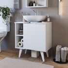 Gabinete De Coluna Para Banheiro 1 Porta 2 Nichos Slim Branco