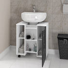 Gabinete De Coluna Para Banheiro Pequin Branco Nero B02 Com E