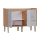 Gabinete de Cozinha 2 Portas 3 Gavetas 114x87x50,5cm Madeira Nude Ibis Cozimax