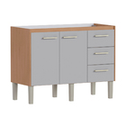 Gabinete de Cozinha 2 Portas 3 Gavetas 114x87x50,5cm Madeira Nude Ibis Cozimax