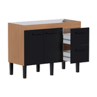 Gabinete de Cozinha 2 Portas 2 Gavetas 114x87x50,5cm Madeira Preto Sabiá Cozimax