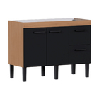 Gabinete de Cozinha 2 Portas 2 Gavetas 114x87x50,5cm Madeira Preto Sabiá Cozimax
