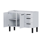 Gabinete de Cozinha 2 Portas 3 Gavetas 117x85x48cm Aço Branco Atenas Cozimax