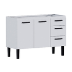 Gabinete de Cozinha 2 Portas 3 Gavetas 117x85x48cm Aço Branco Atenas Cozimax