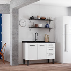 Gabinete de Cozinha 2 Portas 3 Gavetas 117x85x48cm Aço Branco Atenas Cozimax