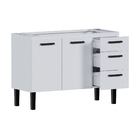 Gabinete de Cozinha 2 Portas 3 Gavetas 117x85x48cm Aço Branco Atenas Cozimax
