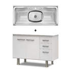 Gabinete de Cozinha 120cm Assis Branco Bonatto + Pia de Cozinha Aço Inox Cinza 120cm Franke