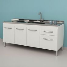 Gabinete De Cozinha 144cm 2 Gavetas E 3 Portas Balcão Pia Bra