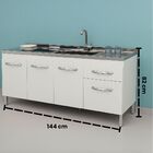 Gabinete De Cozinha 144cm 2 Gavetas E 3 Portas Balcão Pia Bra