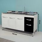 Gabinete De Cozinha 144cm 2 Gavetas E 3 Portas Balcão Pia Bra