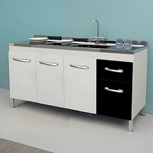 Gabinete De Cozinha 144cm 2 Gavetas E 3 Portas Balcão Pia Bra