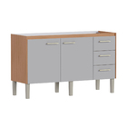 Gabinete de Cozinha 2 Portas 3 Gavetas 144x87x50,5cm Madeira Nude Ibis Cozimax