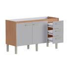 Gabinete de Cozinha 2 Portas 3 Gavetas 144x87x50,5cm Madeira Nude Ibis Cozimax