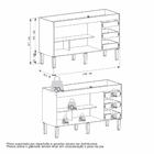 Gabinete de Cozinha 2 Portas 3 Gavetas 144x87x50,5cm Madeira Nude Ibis Cozimax