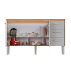 Gabinete de Cozinha 2 Portas 3 Gavetas 144x87x50,5cm Madeira Nude Ibis Cozimax