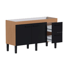 Gabinete de Cozinha 2 Portas 2 Gavetas 144x87x50,5cm Madeira Preto Sabiá Cozimax