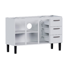 Gabinete de Cozinha 3 Portas 3 Gavetas 144x92x52cm Aço Branco Novo Venus Cozimax