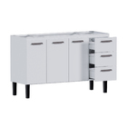 Gabinete de Cozinha 3 Portas 3 Gavetas 144x92x52cm Aço Branco Novo Venus Cozimax
