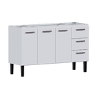 Gabinete de Cozinha 3 Portas 3 Gavetas 144x92x52cm Aço Branco Novo Venus Cozimax