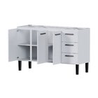 Gabinete de Cozinha 3 Portas 3 Gavetas 144x92x52cm Aço Branco Novo Venus Cozimax
