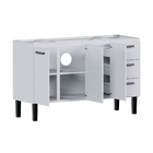 Gabinete de Cozinha 3 Portas 3 Gavetas 144x92x52cm Aço Branco Novo Venus Cozimax