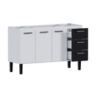 Gabinete de Cozinha 3 Portas 3 Gavetas 144x92x52cm Aço Branco Novo Venus Cozimax