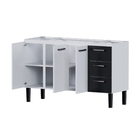 Gabinete de Cozinha 3 Portas 3 Gavetas 144x92x52cm Aço Branco Novo Venus Cozimax