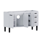 Gabinete de Cozinha 3 Portas 3 Gavetas 145x85x48cm Aço Branco Atenas Cozimax