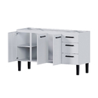 Gabinete de Cozinha 3 Portas 3 Gavetas 145x85x48cm Aço Branco Atenas Cozimax