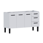 Gabinete de Cozinha 3 Portas 3 Gavetas 145x85x48cm Aço Branco Atenas Cozimax