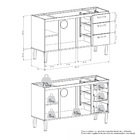 Gabinete de Cozinha 3 Portas 3 Gavetas 145x85x48cm Aço Branco Atenas Cozimax